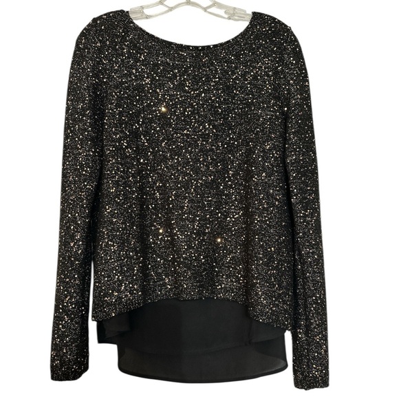 Oasis Tops - OASIS Pullover Sequins Special Occassions Black Medium Long Sleeves Top BNWOT